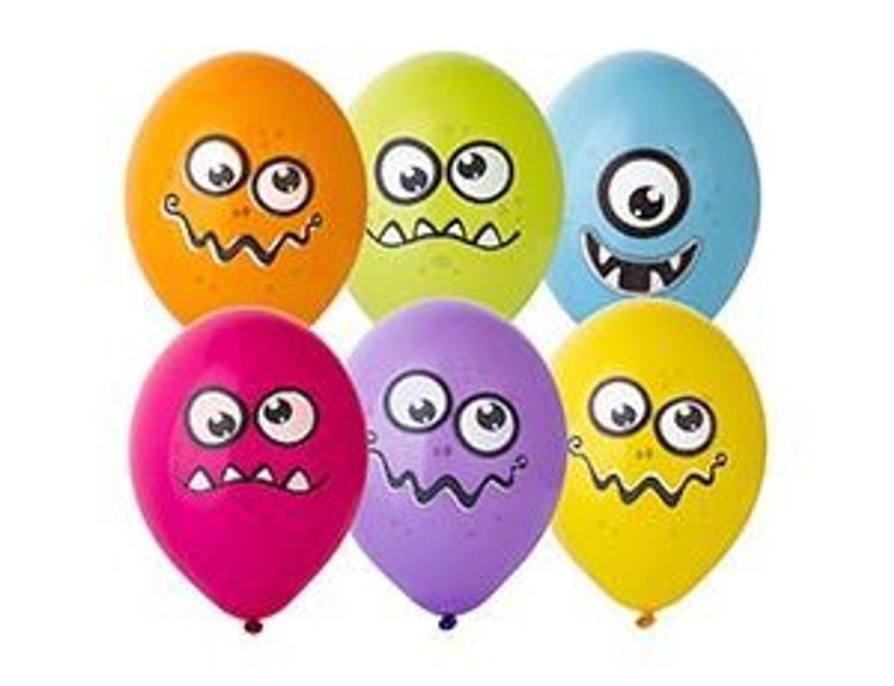 Шар (14"/36 см) Забавные монстрики 2цв 50 шт.