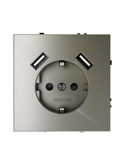 Розетка 1-м СП S70 16А с USB A+A с заземл. защ. шторки механизм шелк Voltum VLS040404
