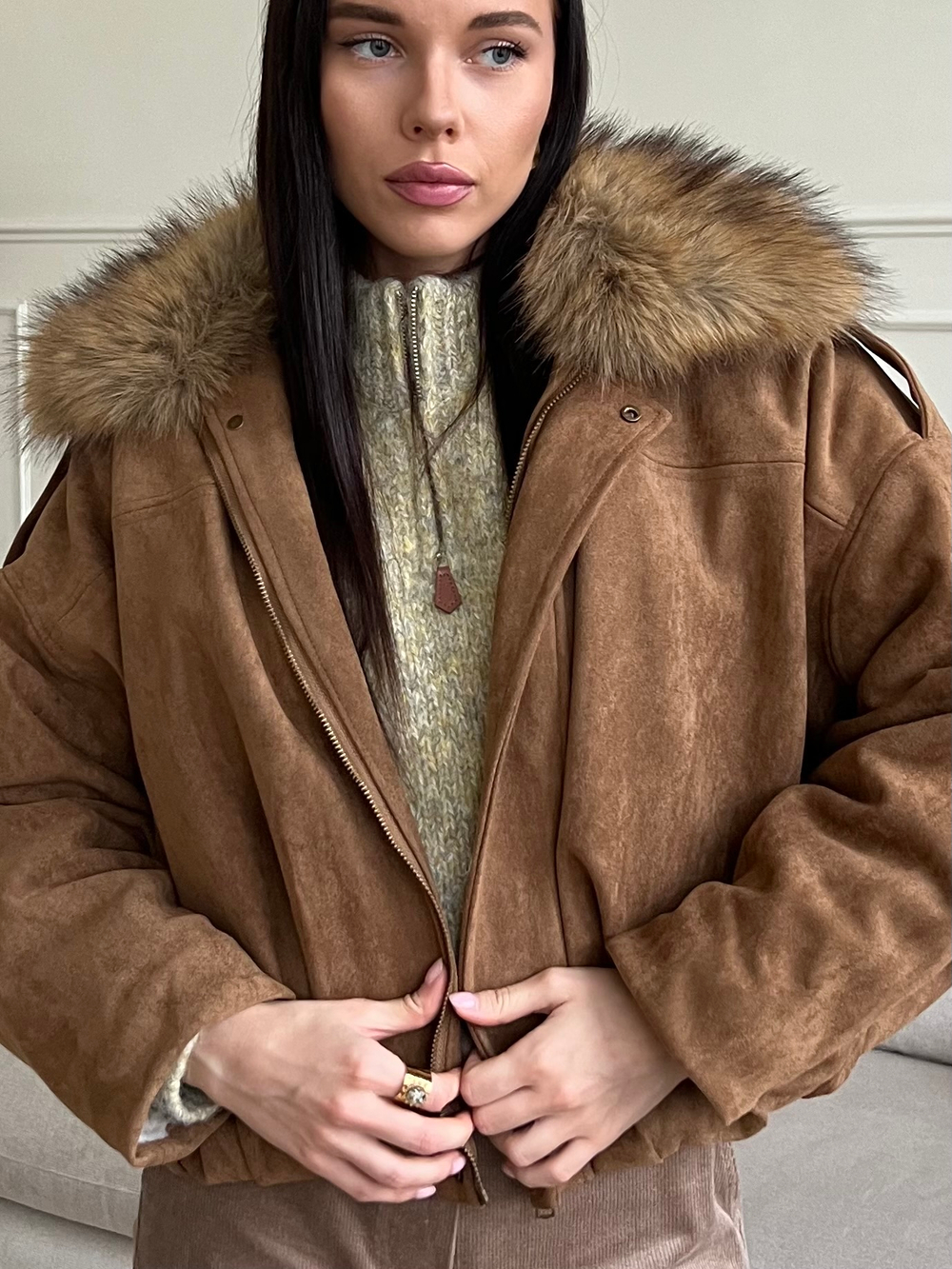 Парка замшевая карамель