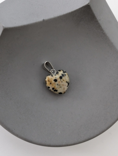 Подвеска сердце далматиновая яшма, 16мм