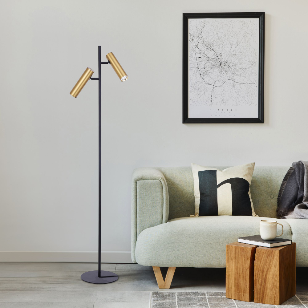 Торшер с поворотными плафонами 01087/2 латунь