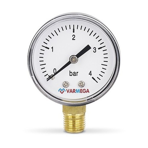 Манометр VARMEGA радиальный 50 мм, 4 бар, 1/4quot;, VMMT10-500402