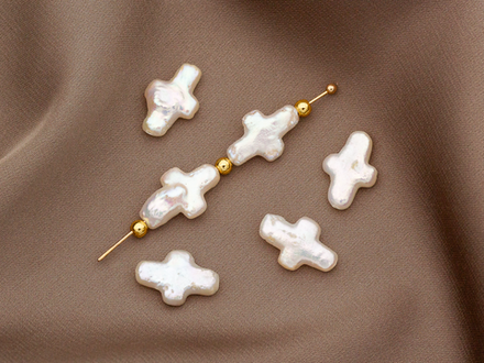 Жемчуг натуральный "Крестик" 10-16мм