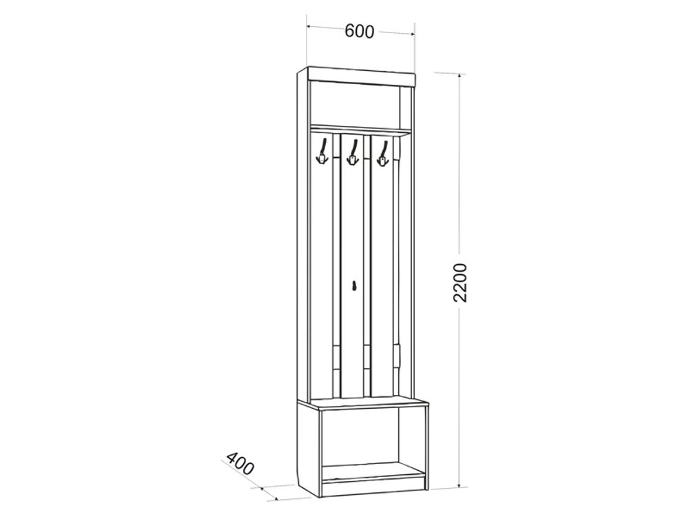 Вешалка с тумбой "Ева 2" М-2 (туя светлая/туя темная), ЛДСП, Комфорт-S, г. Ижевск