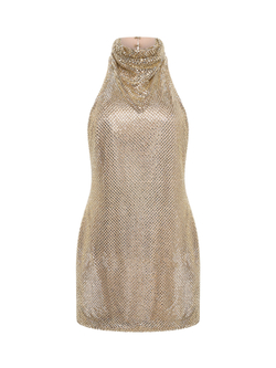Золотое мини-платье из кристаллов