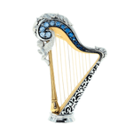 Брошь Арфа с Сапфирами, Эмаль, Brs0267-3/1