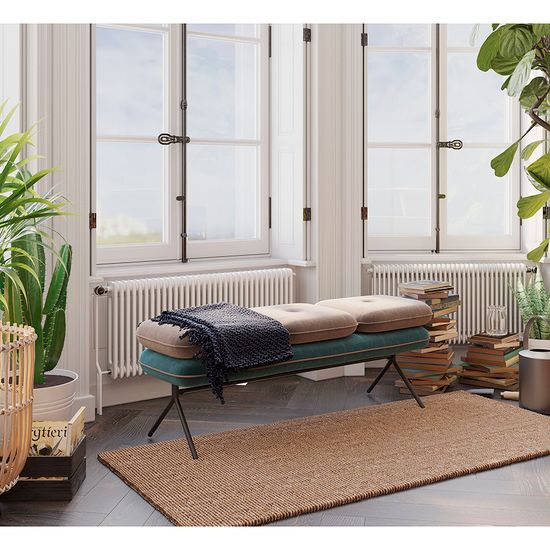 Банкетка pea, велюр, бежевая/сине-зеленая