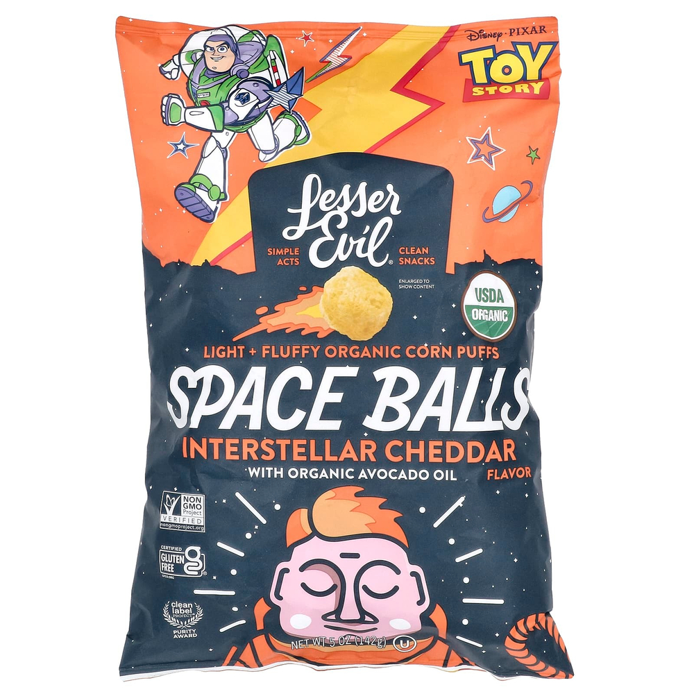 LesserEvil, Space Balls, межзвездный чеддер с органическим маслом авокадо, 142 г (5 унций)