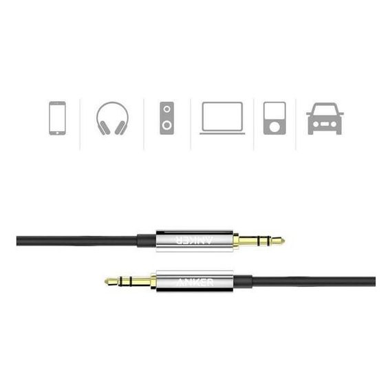 Кабель Anker Auxiliary AUX 3.5 мм 1.2 м (A7123H12) Black/Черный