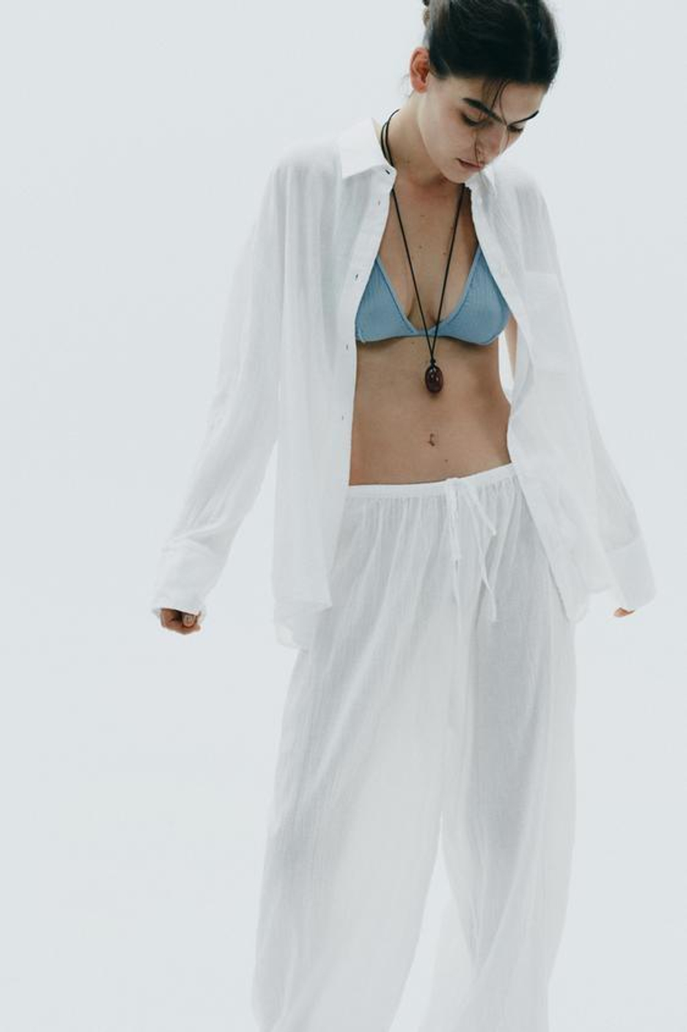 ZARA БРЮКИ-БАЛАХОНЫ, БЕЛЫЙ