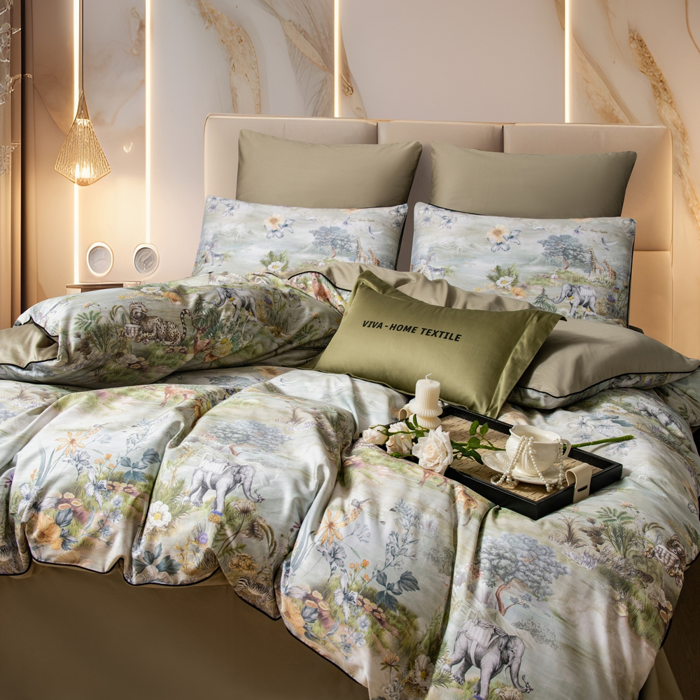 КПБ Сатин Премиум на резинке CPAR055, Евро, 4 наволочки, простынь 140*200*30