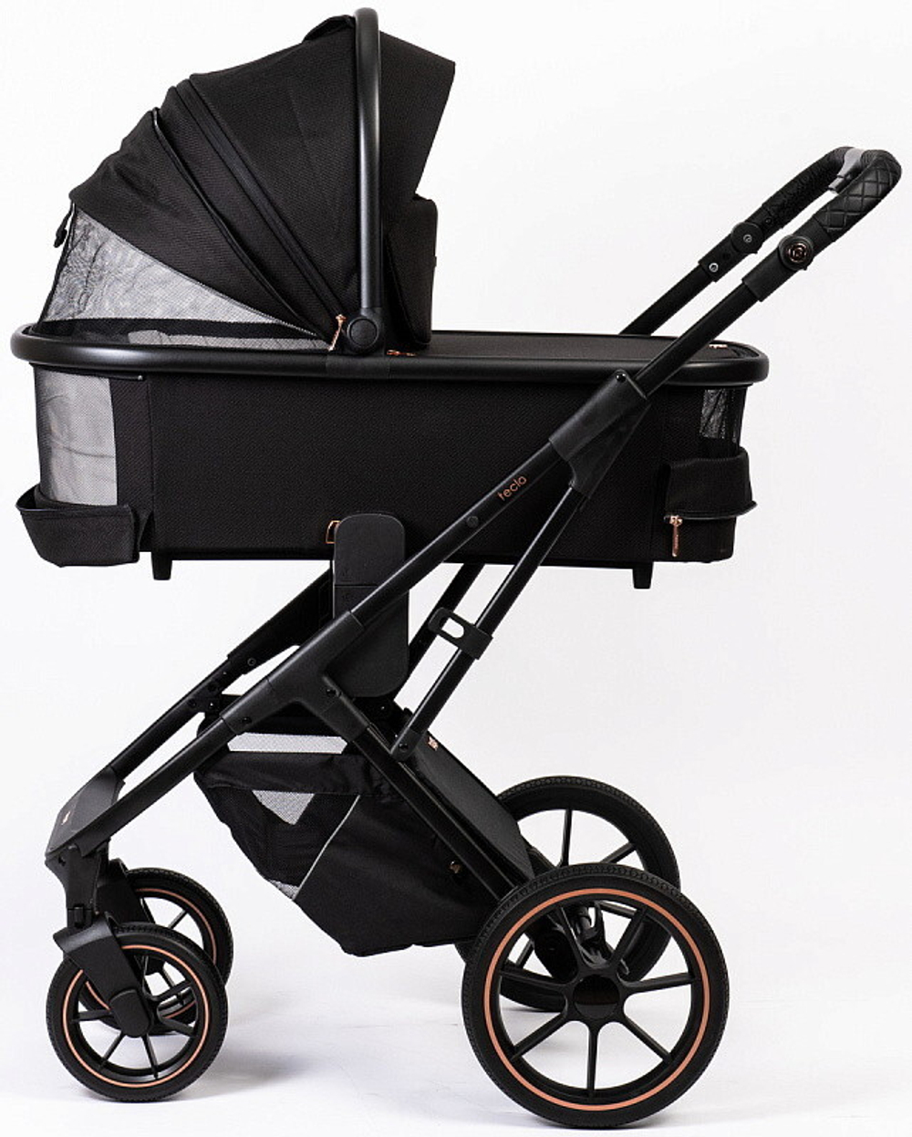 Детская коляска Peppy Tecla 3 в 1 с автокреслом Verona Black Rose Black Черный