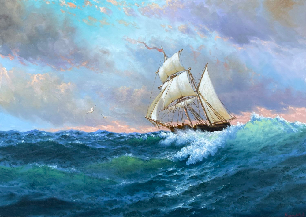 Кириллов С. А. Бушующее море. Холст, масло.2020-е.