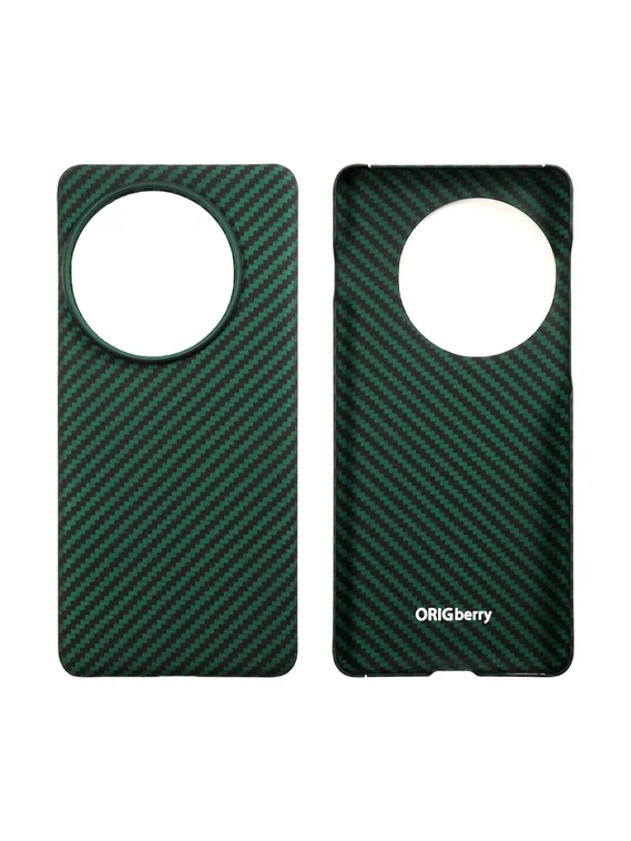 Карбоновый чехол для Oneplus 13 с MagSafe черно-зеленый (Green) в полоску