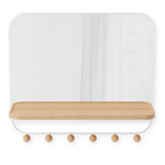 Зеркало с крючками для аксессуаров estique, 46х41 см, белое/натуральное дерево