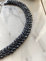 Колье из бисера "Змейка" ручной работы, цвет - Бронза тёмная