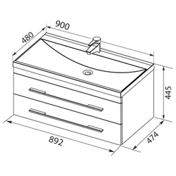 Тумба с раковиной Aquanet Верона NEW 90 черный (подвесная 2 ящика)