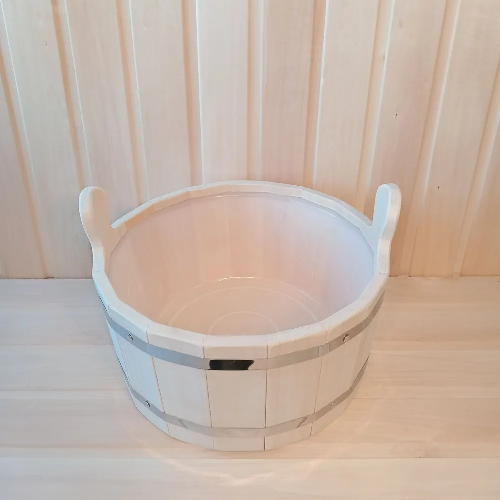 Ушат-шайка 15л.,липа, с пластиковой вставкой