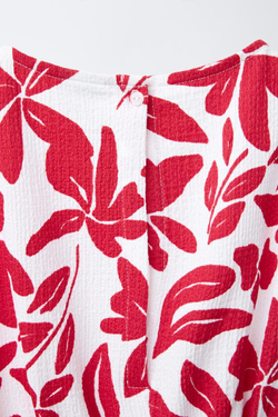 ZARA КОМБИНЕЗОН С РЕЛЬЕФНЫМ ВЫРЕЗОМ И БАНТАМИ, КРАСНЫЙ