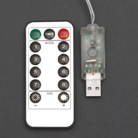 Занавес-роса 2.8×3 м. на крючках, пульт, IP20, серебристая нить, 300 белых LED, 8 режимов, USB, Luazon Lighting (4814716)