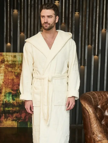 Халат мужской RICHARD с капюшоном Кремовый POLENS Турция