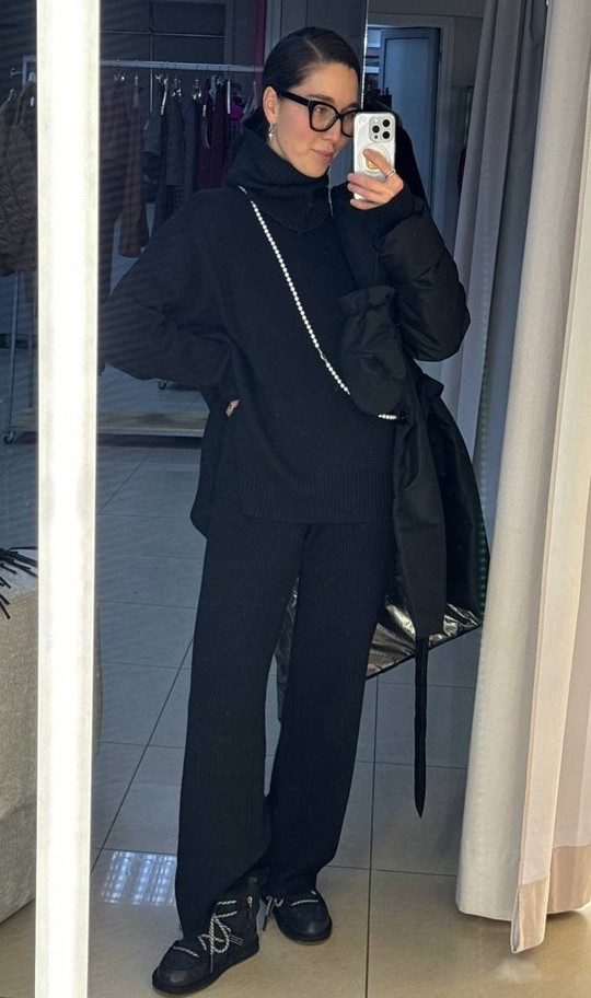 Брюки вязаные, цет черный, размер one size