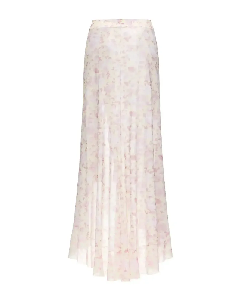 Roxy mesh, юбка парео из желтой сетки средние светло-розовые цветы