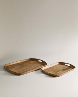 Zara Home Поднос из дерева, цвет бежевый, 43 см