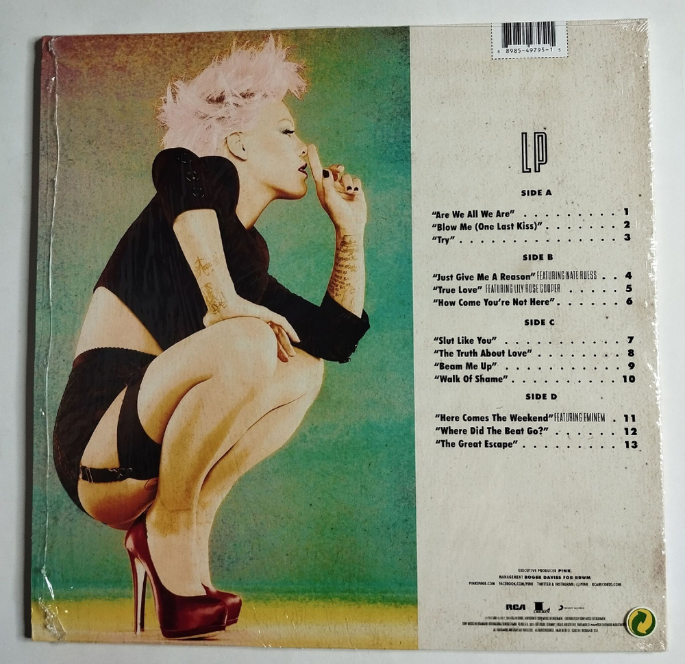 Винтажная виниловая пластинка LP PINK The Truth About Love (USA 2018) (Mint Green Vinyl)