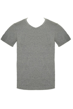 Мужская хлопковая футболка с V-образным вырезом горловины (Размер: XXL) (Цвет: серый)