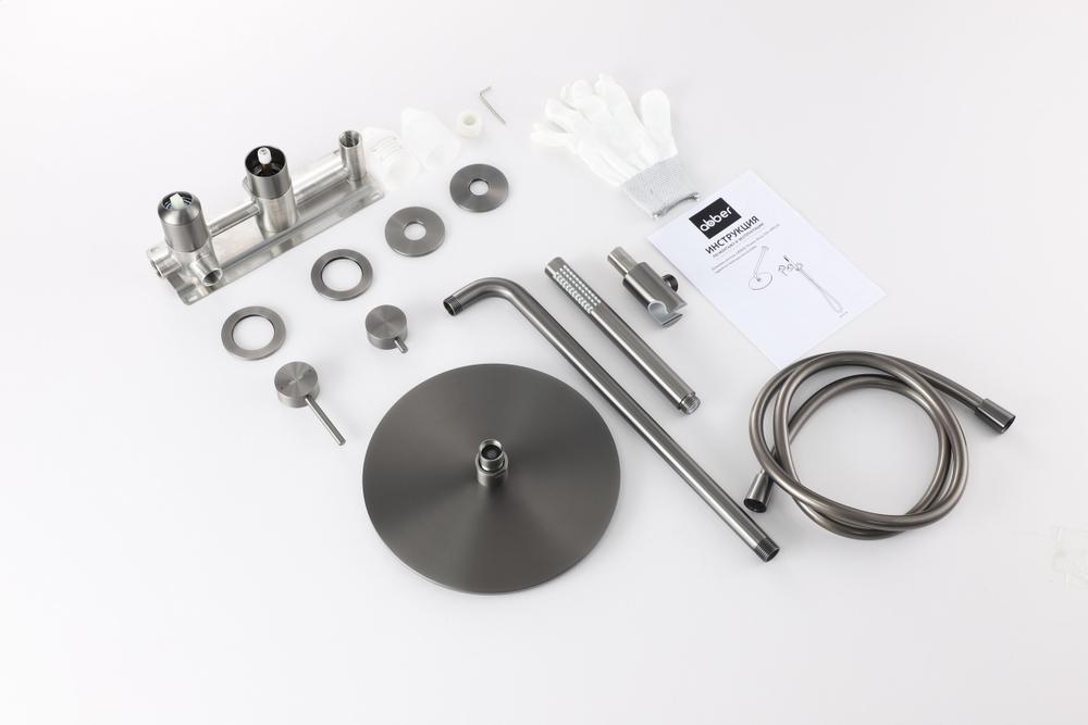 Душевая система ABBER Wasser Kreis 316 AF8118BGG скрытого монтажа без излива, оружейная сталь брашированная