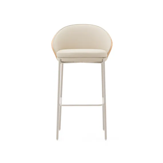 Барный Eamy, бежевая экокожа, светлый ясень