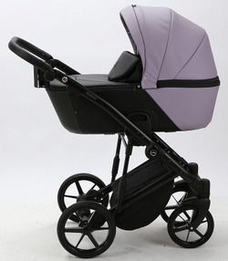 Детская коляска Adamex Mobi Deluxe 2 в 1 M-SD20 (СИРЕНЬ+ЧЕРНАЯ КОЖА)
