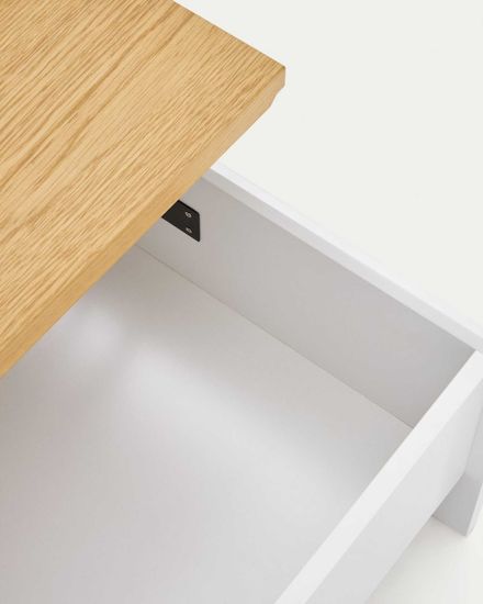 Abilen Подъемный журнальный столик из дуба и белого лака 110 x 60 см FSC 100%