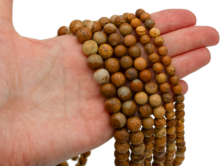 Нить бусин из яшмы 6,5мм, полуматовые