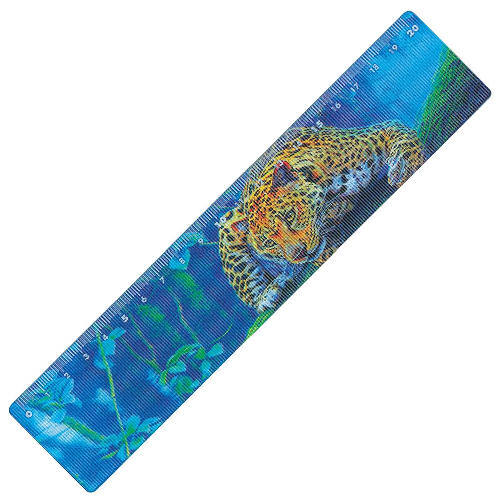 Линейка 3D, 20 см, BRAUBERG, объемная, "Леопард", европодвес, 210574