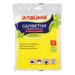 Салфетки ВИСКОЗНЫЕ универсальные MEGA 30х38 см комплект 5 шт. 90 г/м2 желтые LAIMA К4083 (22 штуки в упаковке)