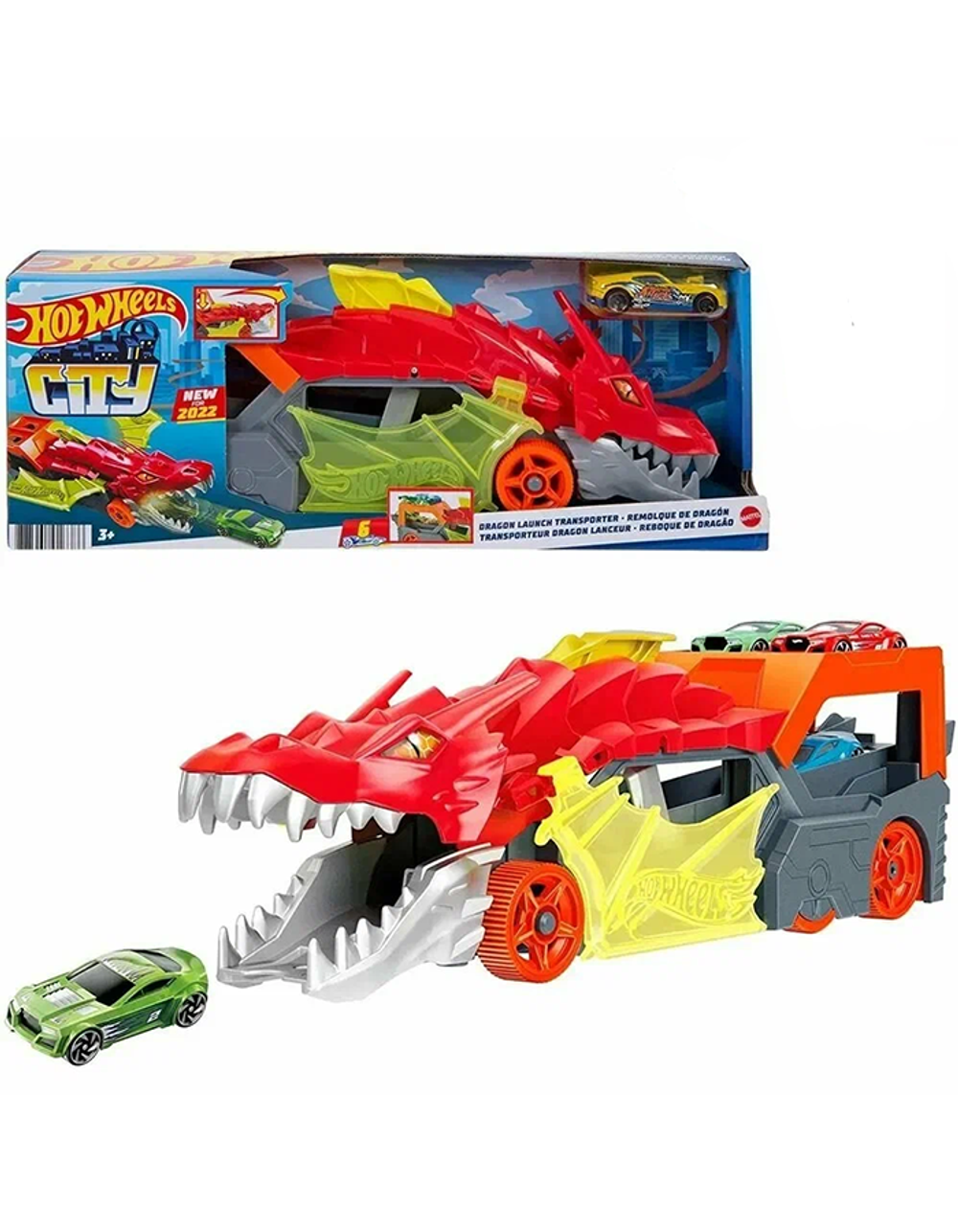 Hot Wheels GTK42 — игровой набор «Разъяренный Дракон с хранилищем для машинок» в масштабе 1:64