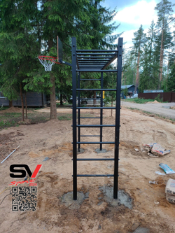 Монтаж уличной шведской стенки Sv Sport Рукоход (4 вертикальных столба)