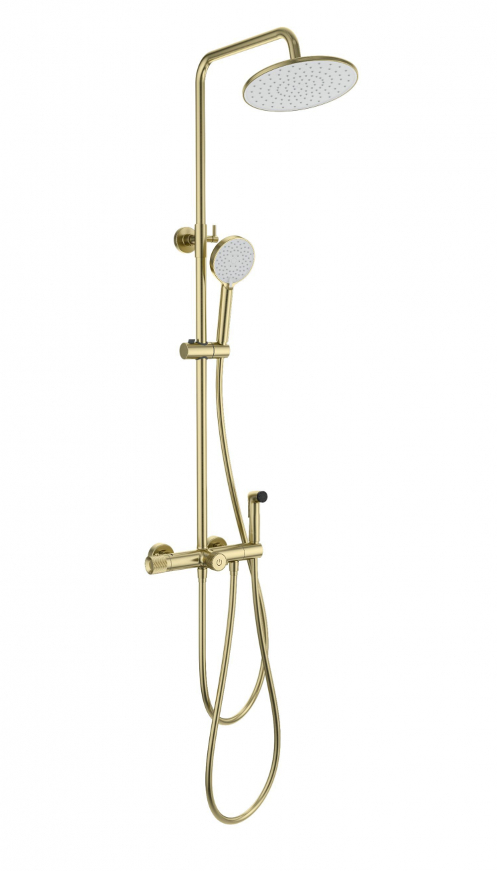 Душевая система с техническим душем и термостатом WONZON & WOGHAND, Брашированное золото (WW-B3097-A-BG)