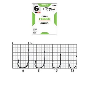Крючки Cobra FEEDER CF202  №12, 10 шт.