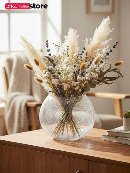 Ваза для цветов "Шар" декоративная 18 см. Битое стекло