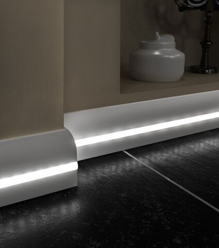 Плинтус МДФ EVROWOOD, PN 080 LED, Белый