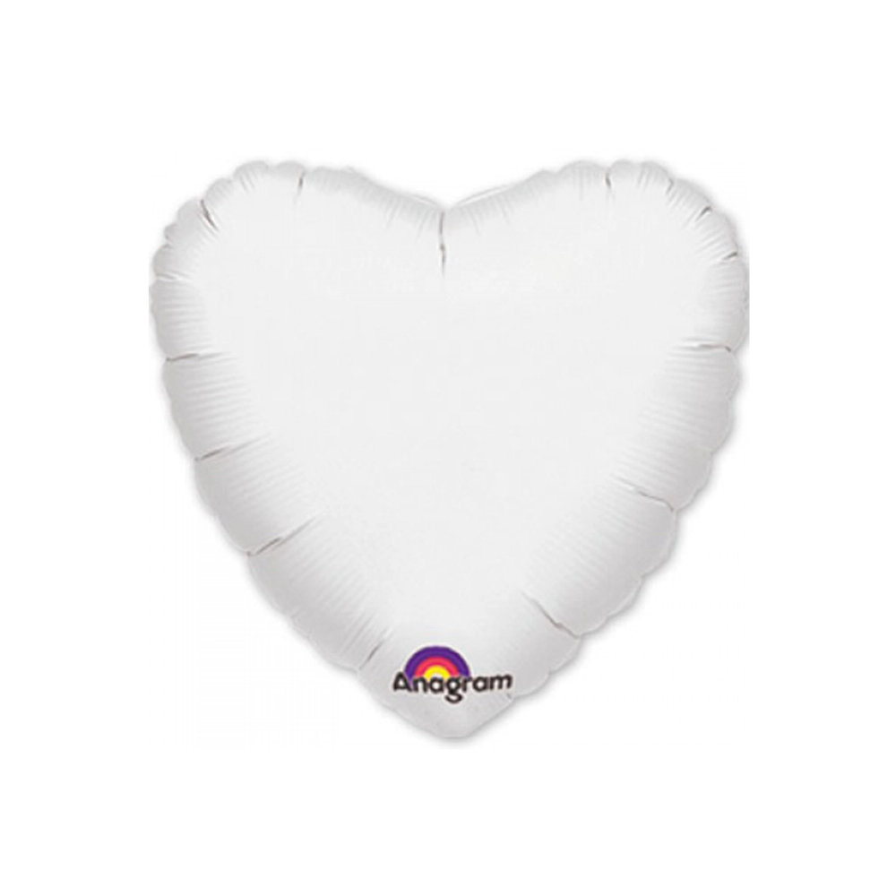 А 19''/48 см, Сердце, Пастель, Белый (White), 1 шт