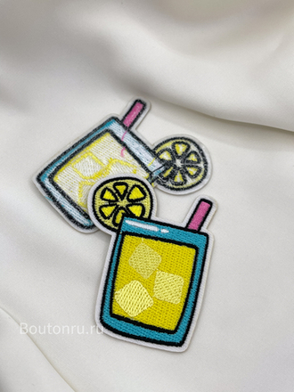 Нашивка "лимонад" желто-голубая 6х4,5 см
