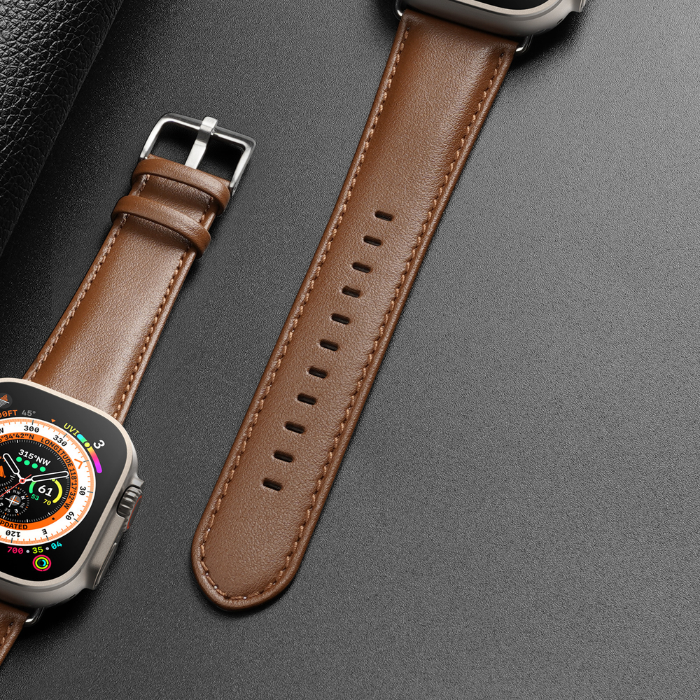 Ремешок из кожи коричневого цвета от Dux Ducis для смарт часов Apple Watch 38, 40, 41, 42мм, серия YS Series