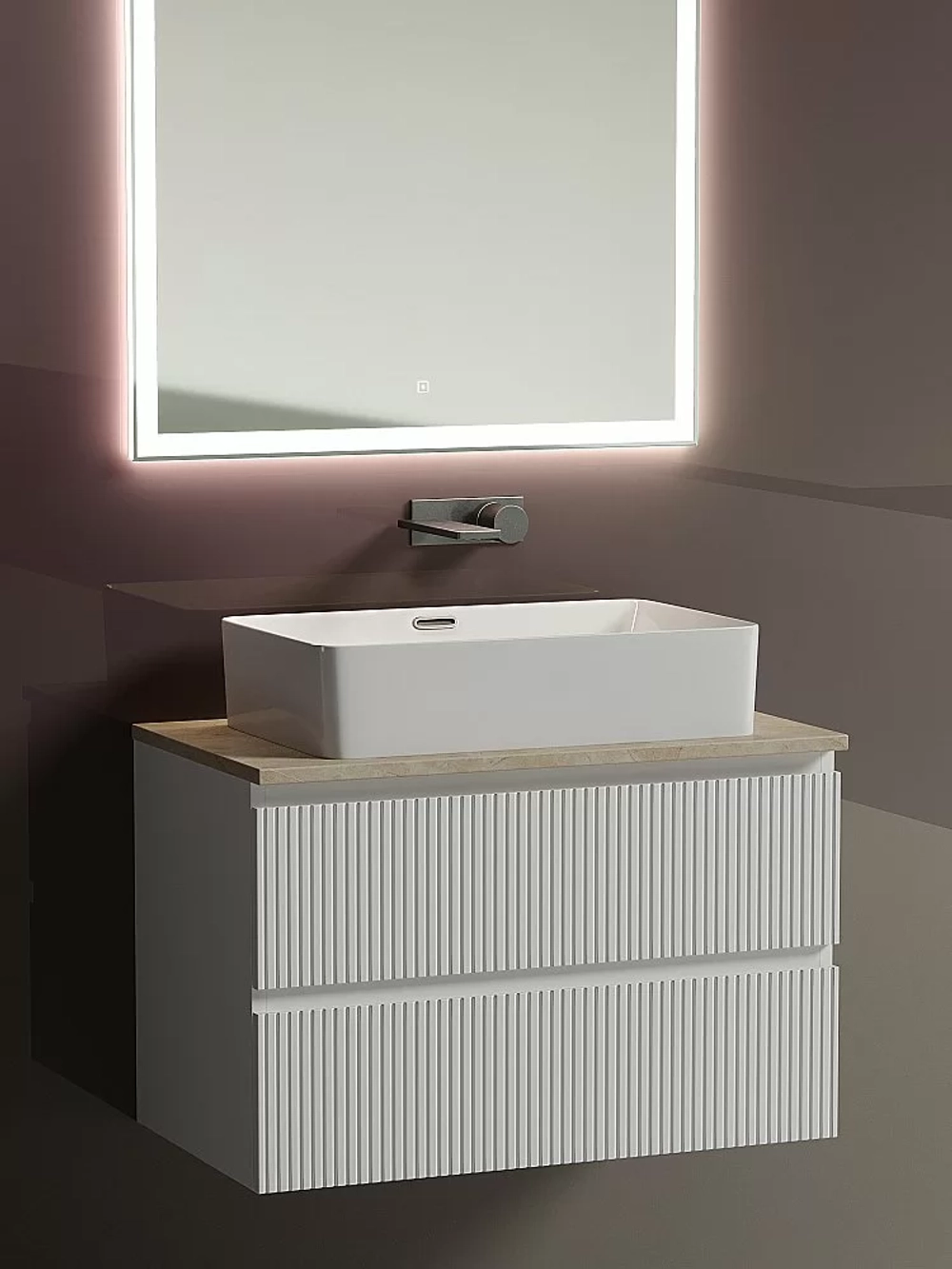 Тумба с раковиной Sancos SNOB T 80 со столешницей, белая матовый