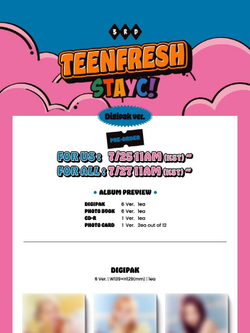 Альбом STAYC - TEENFRESH 3rd Mini Album DIGIPAK RANDOM Version
