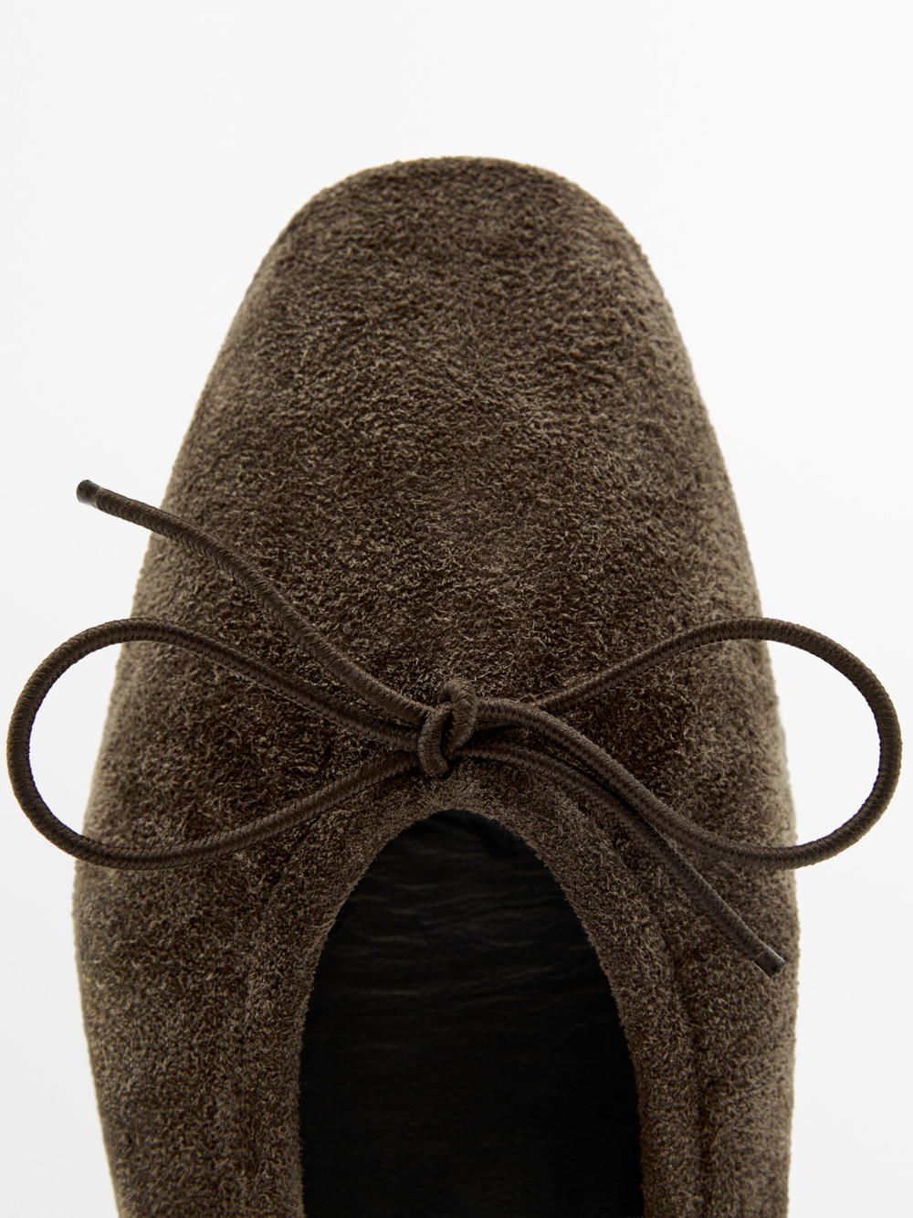 Massimo Dutti Балетки со сборками и бантом, хаки