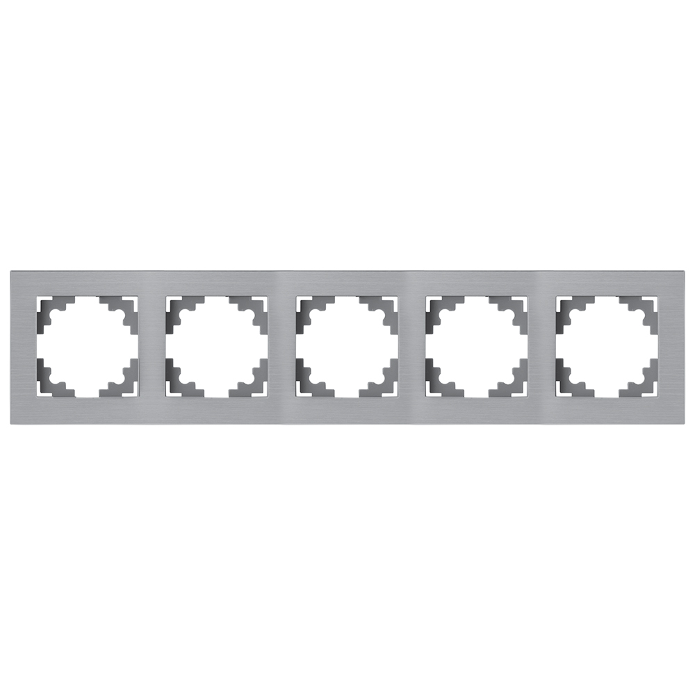 Рамка 5-местная, металл, STEKKER, MFR00-7005-03, серия Катрин, серебро 50027